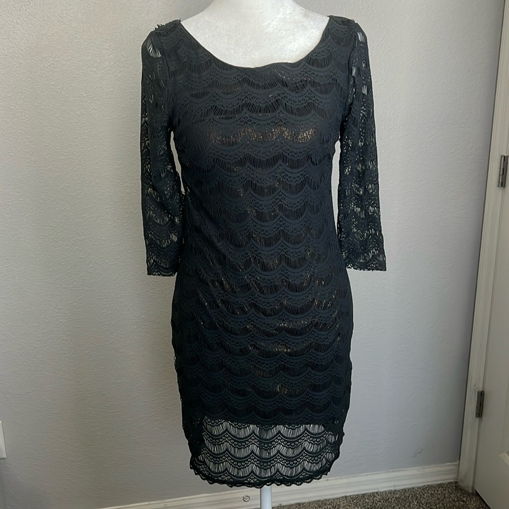 Free People Lace Bodycon Scalloped Green Dress Size XS